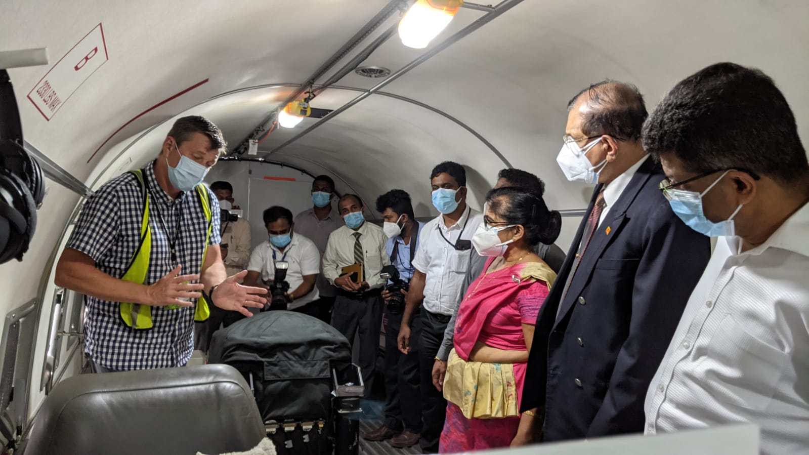 Press and Ministers aboard Aircraft in Sri Lanka