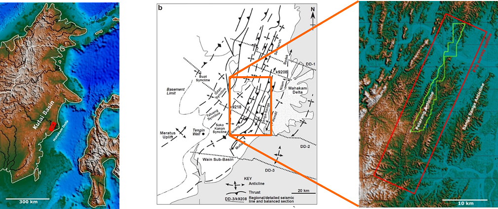 Thrusted and folded sediments provide